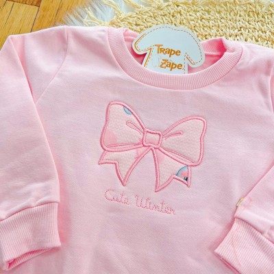 Conj. Casaco de Moletom Cute Winter e Calça Ursinha - Rosa